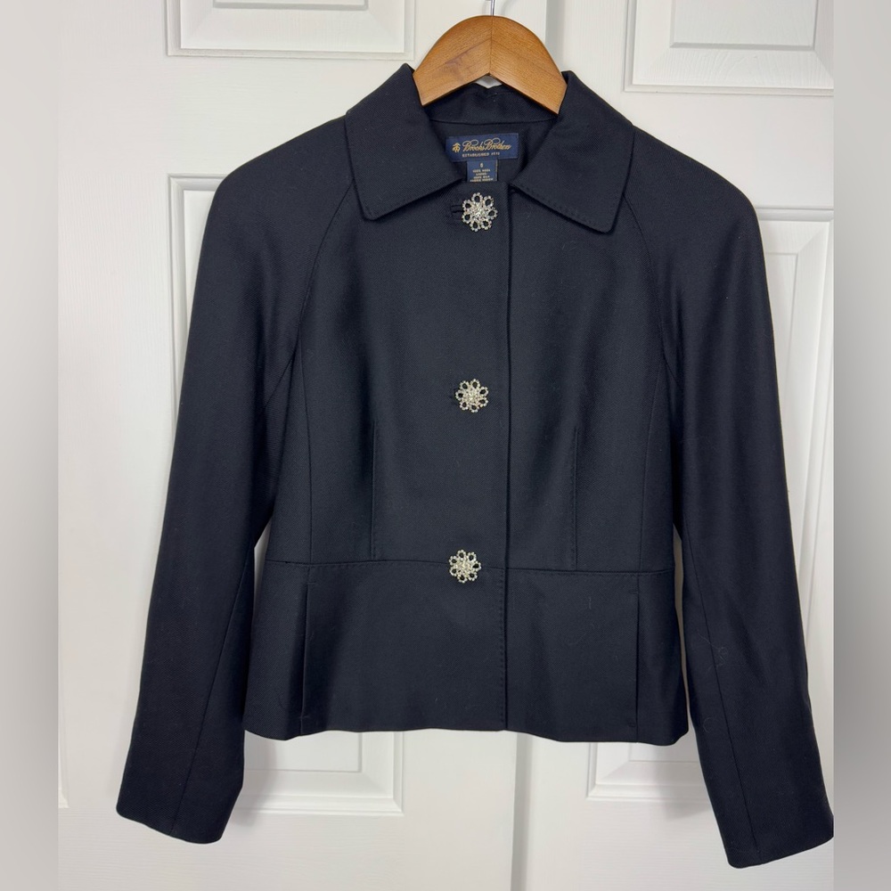 Brooks Brothers Blazer Women’s Size 6 Black Wool Silk Lined Elegant Buttons